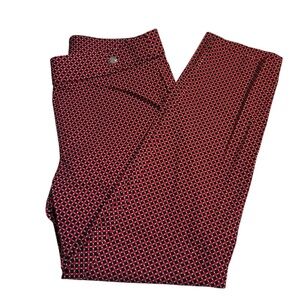 Rafaella Comfort Ankle Pants Size 10 Red and Black Geometric Pattern Stretch